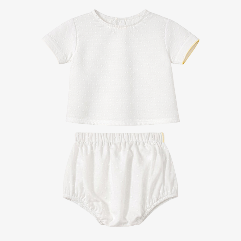 Plumeti Shirt And Bloomer - Off White