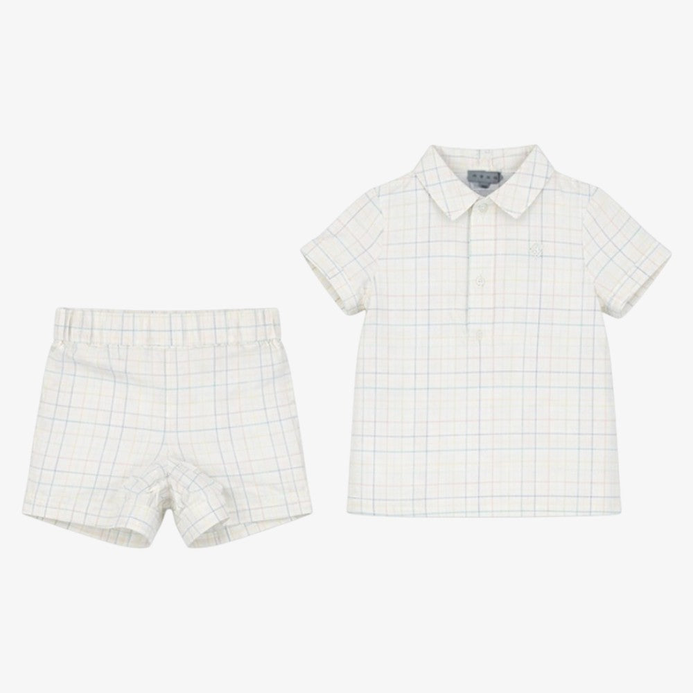 Flat Collar Shirt And Shorts - Multi
