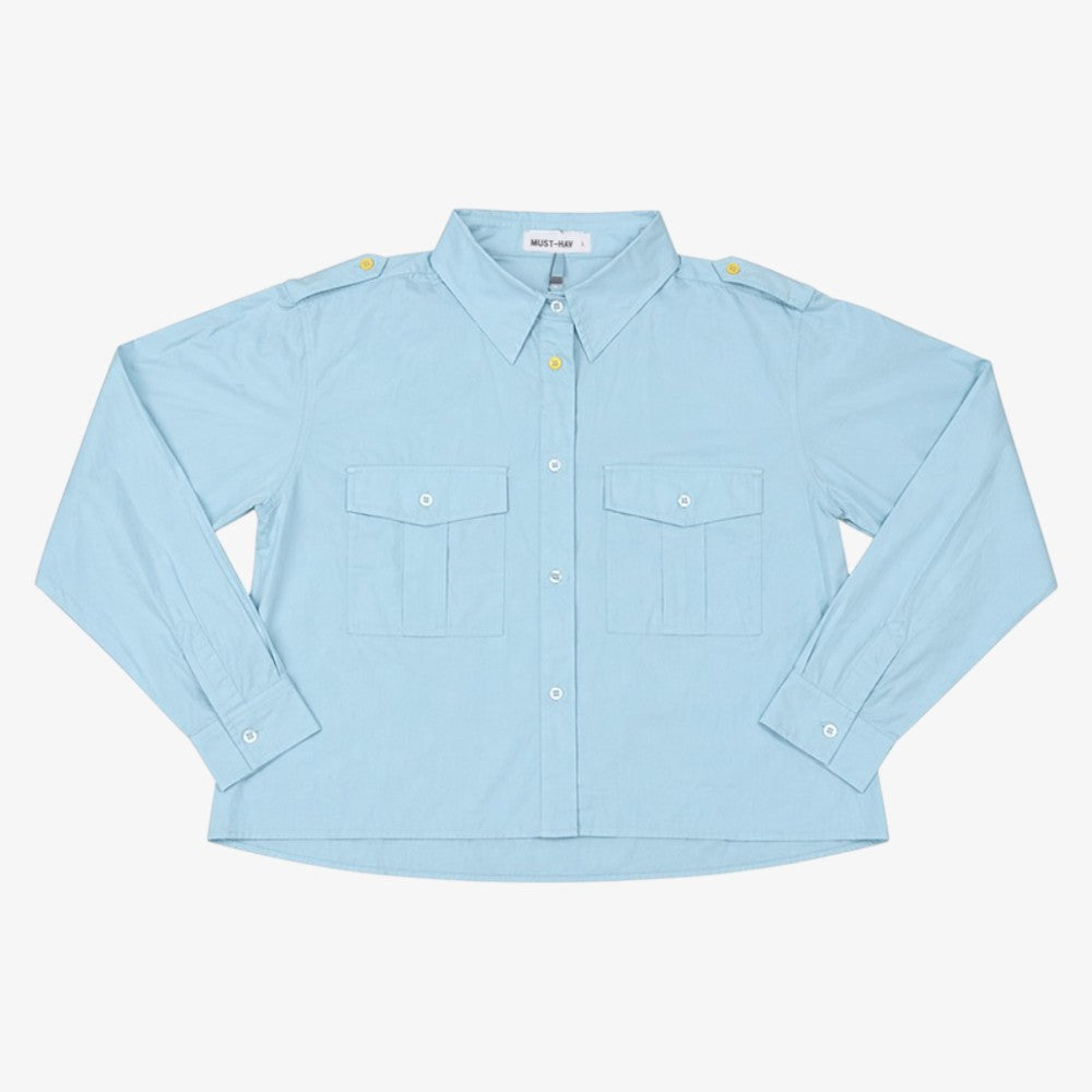 Epaulette Shirt - Ocean Blue