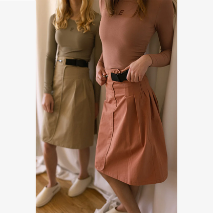 Buckle Pleat Skirt - Rust