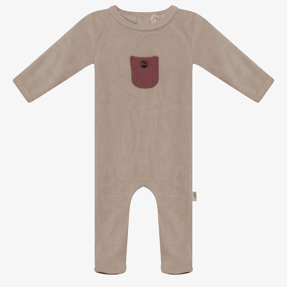 Knit Pocket Footie - Pinkish Brown