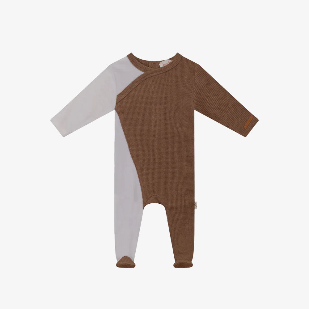 Knit Velour Footie - Brown