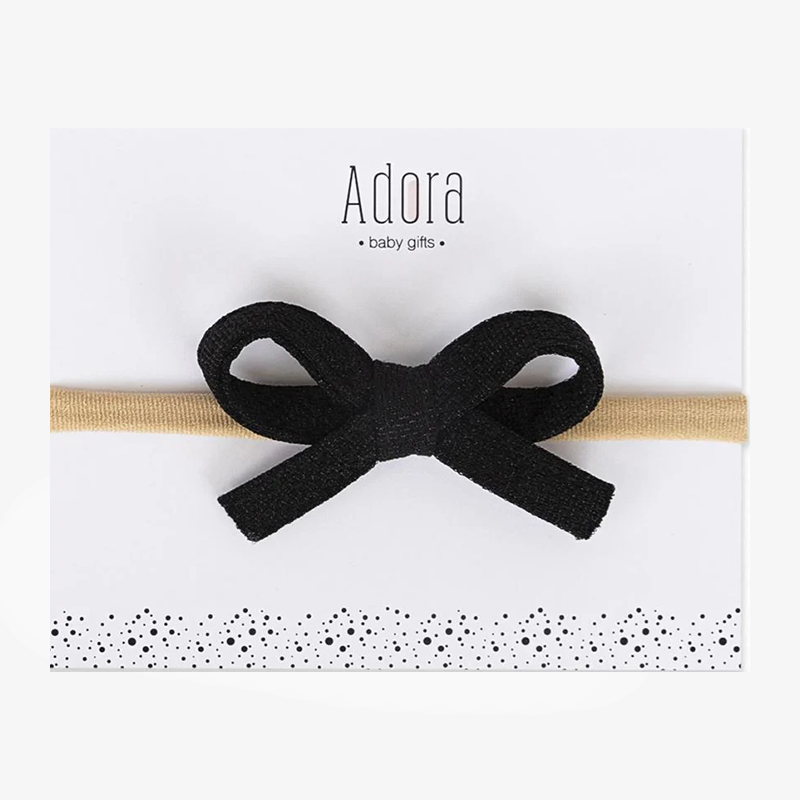 Mini Waffle Bow Headband - Black