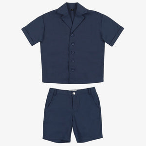 Linen Shorts - Navy Blue