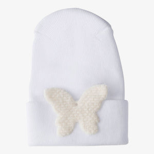Adora Hospital Hat With Fuzzy Decal - Ivory Butterfly