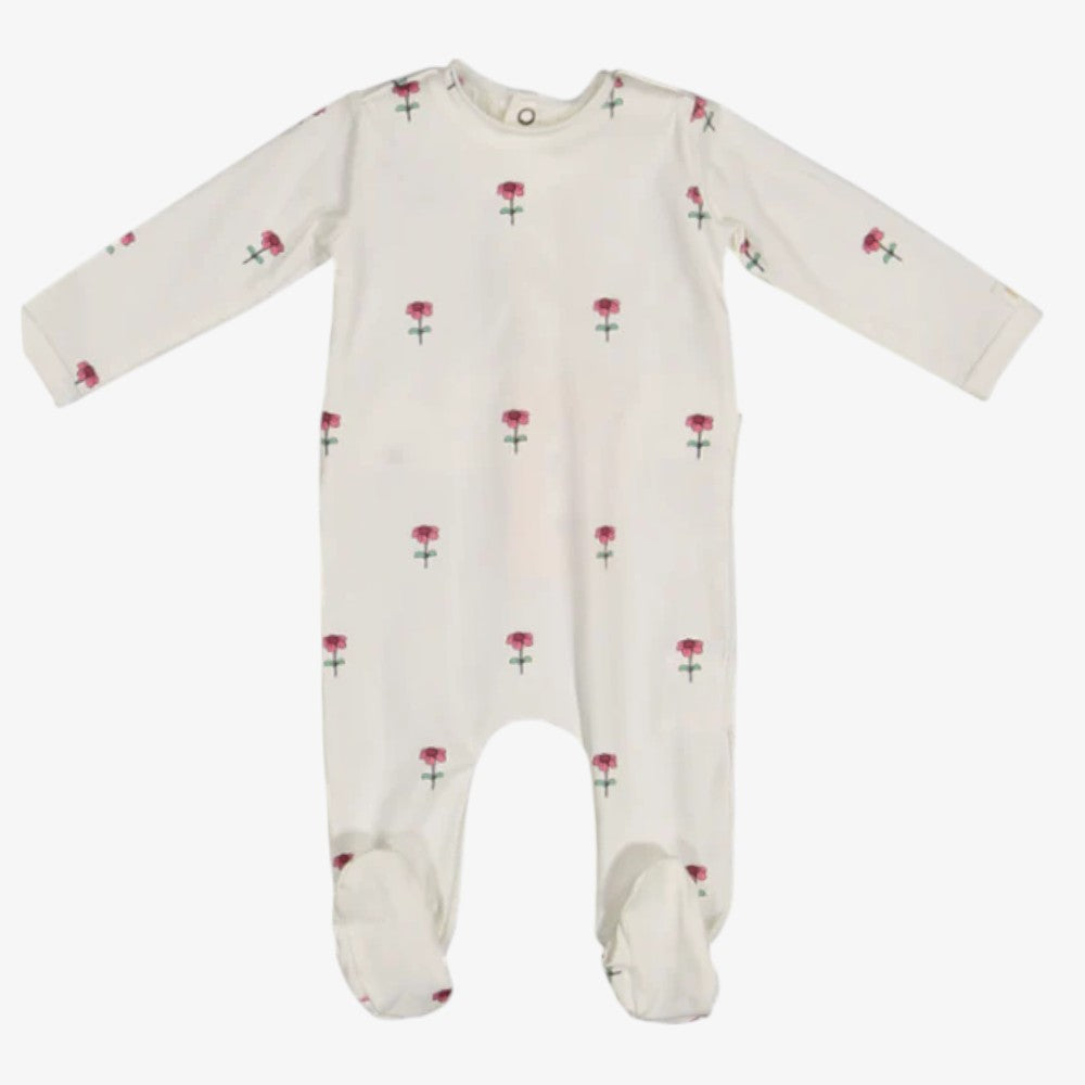 Daisy Print Footie - Pink