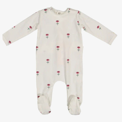 Daisy Print Footie - Pink