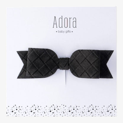 SUEDE BOW CLIP - Black