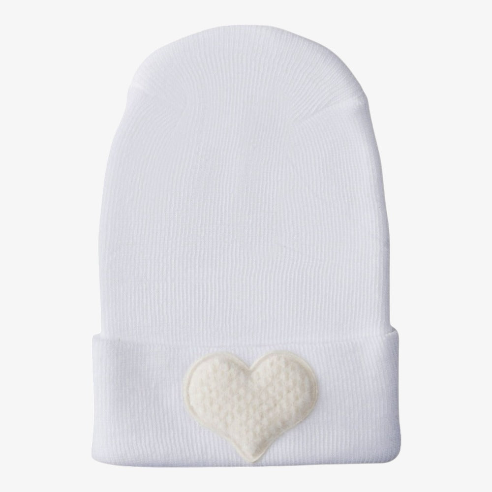 Hospital Hat With Fuzzy Decal - Ivory Heart