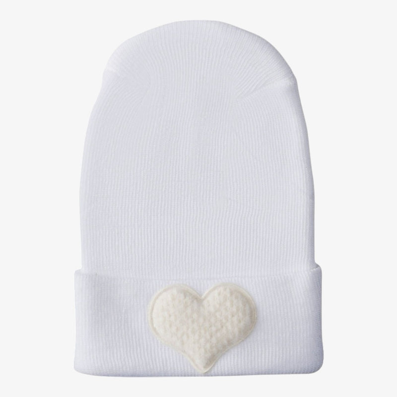 Adora Hospital Hat With Fuzzy Decal - Ivory Heart