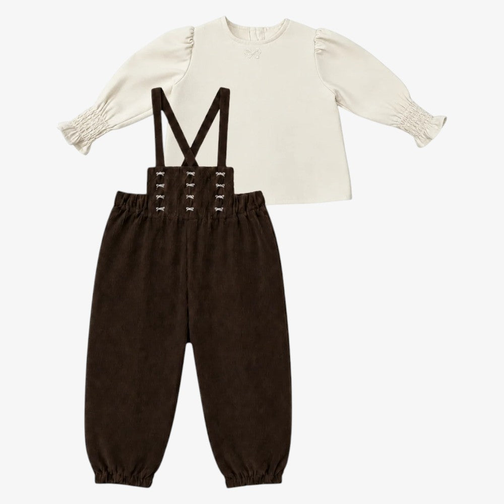 Overall And Shirt Set - Brown