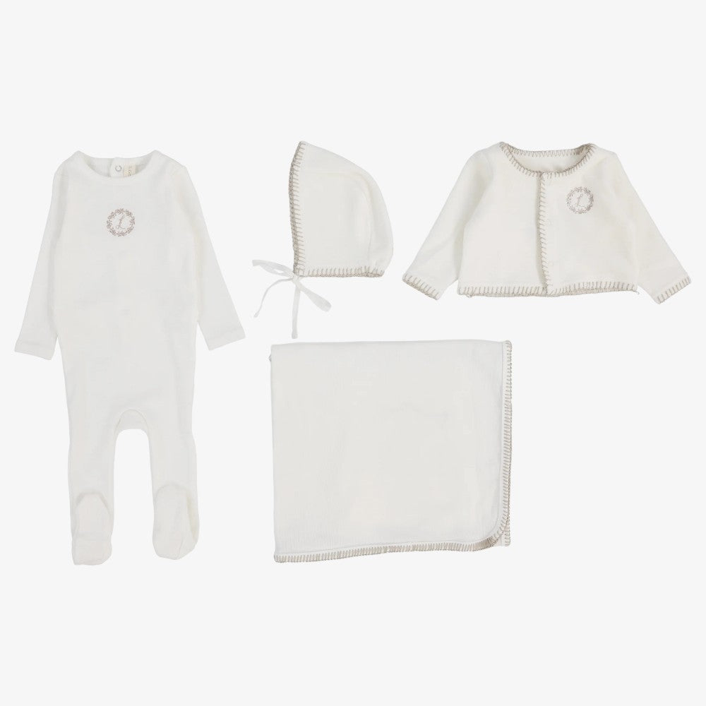 Velour Cardigan Take Me Home Set - Cream &amp; Oat