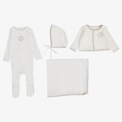 Velour Cardigan Take Me Home Set - Cream &amp; Oat