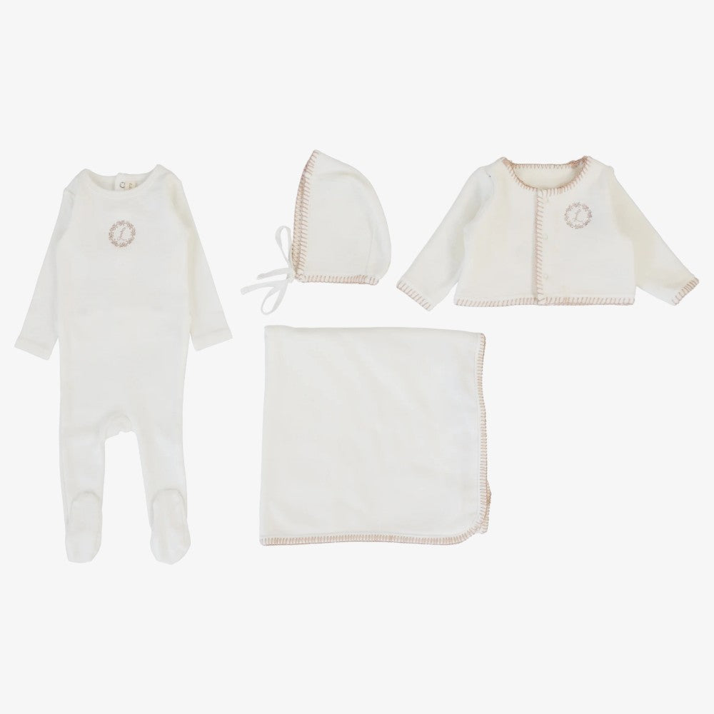 Velour Cardigan Take Me Home Set - Cream &amp; Pink
