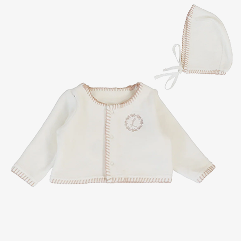 Velour Cardigan Take Me Home Set - Cream &amp; Pink