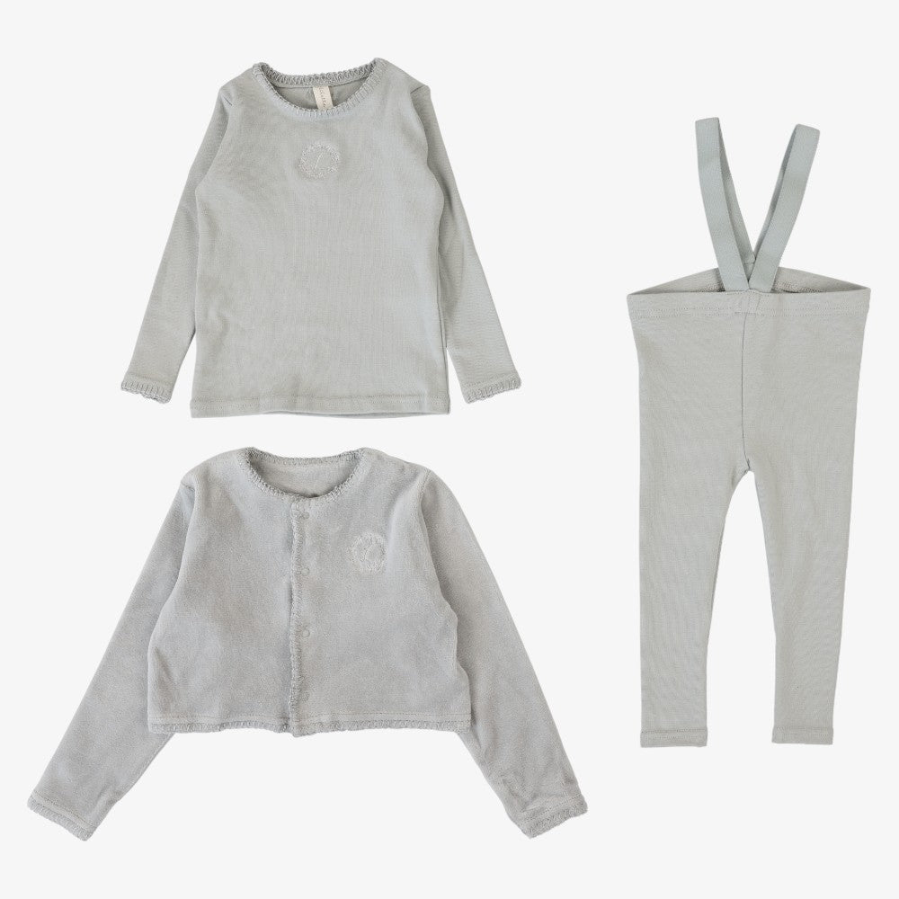 Velour Cardign Loungewear - Dusty Blue