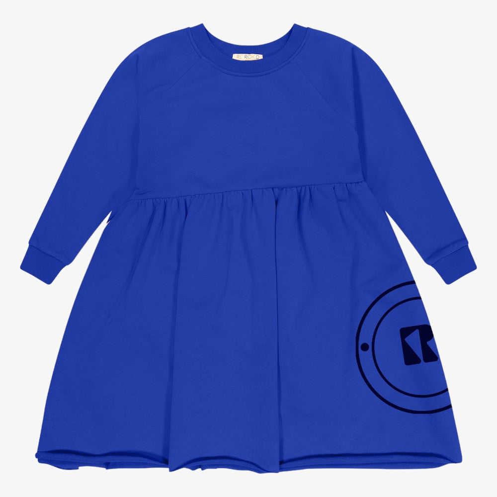 Stamped Twirl Dress - Cobalt