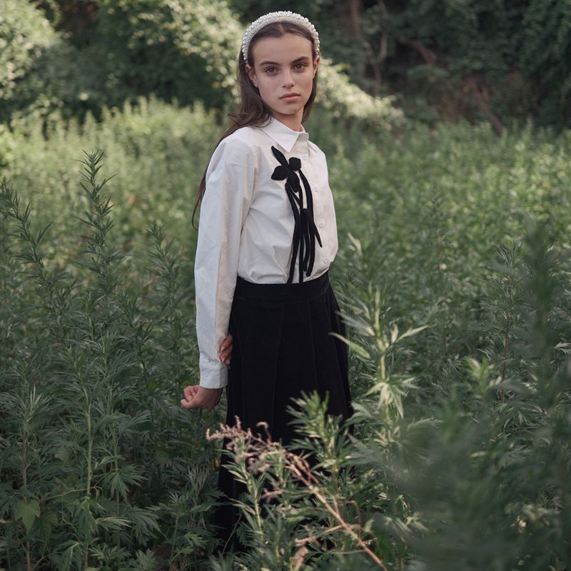 Flower Detail Blouse - White &amp; Black