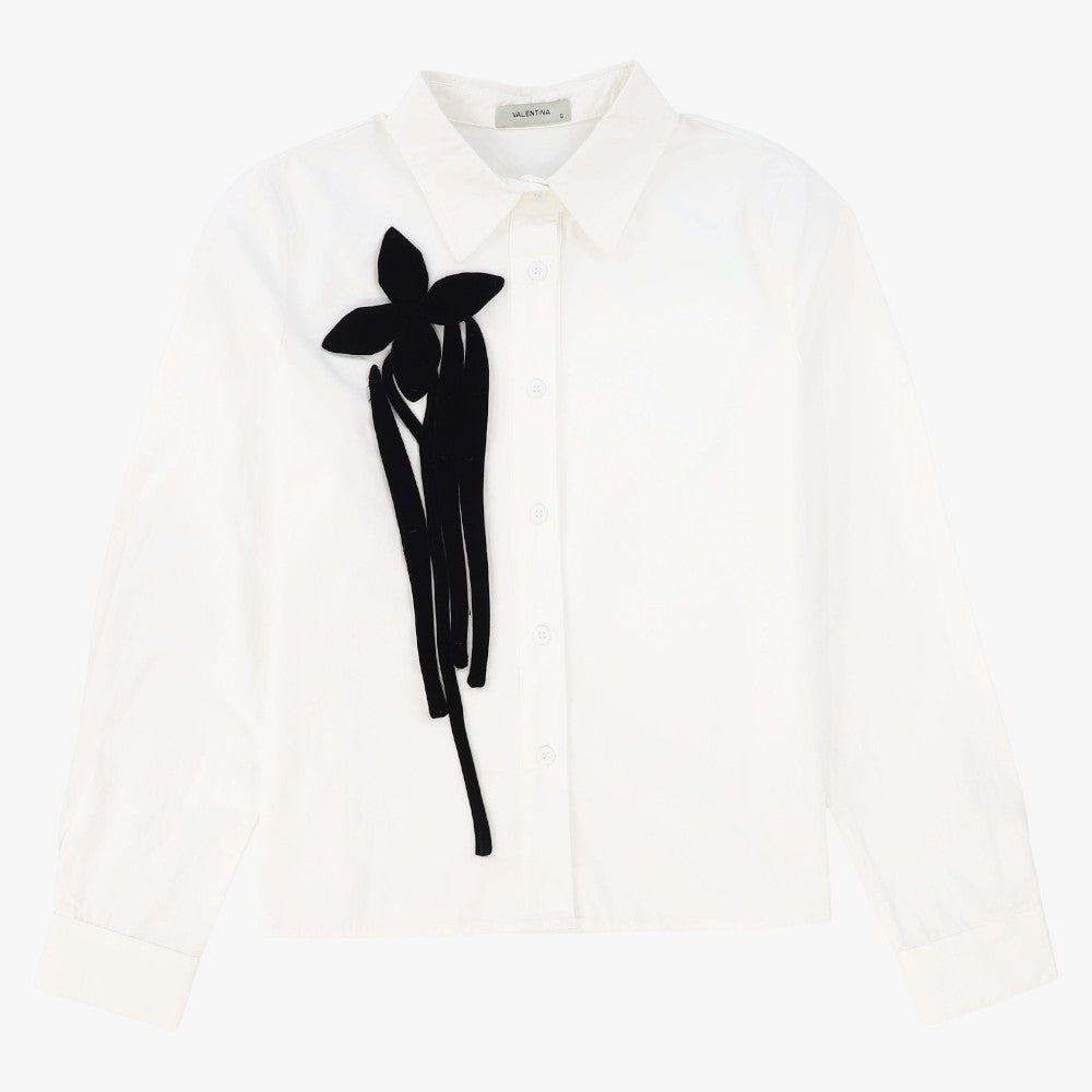 Flower Detail Blouse - White &amp; Black