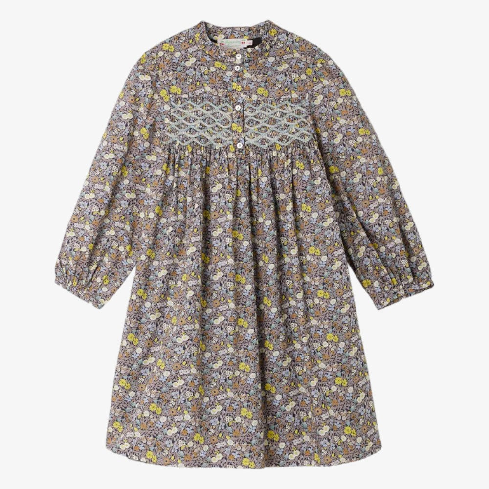 Tamsin Smock Dress - Grey Floral