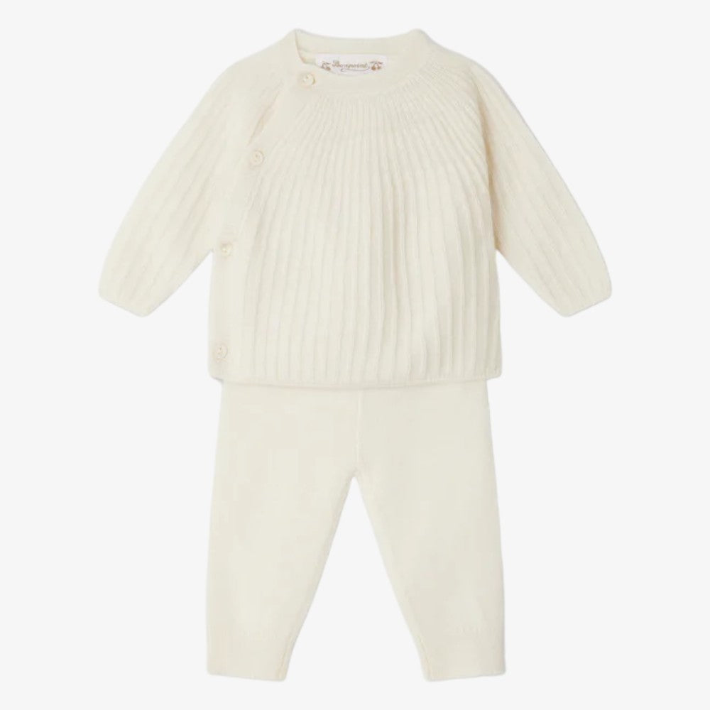 Ging Knit 2 Piece Set - Milk White