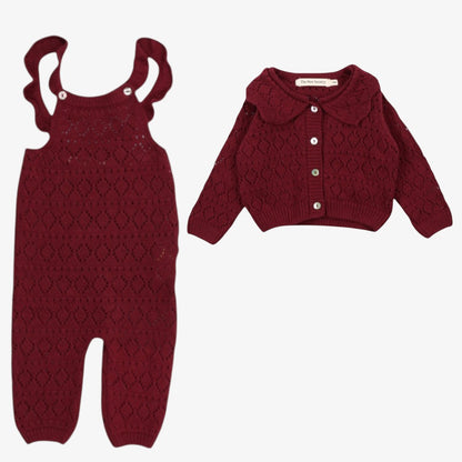 Luna Romper And Cardigan - Wine