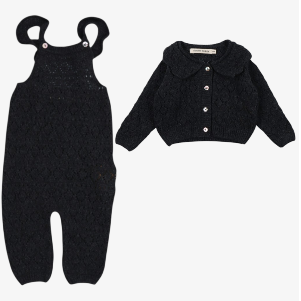 Luna Romper And Cardigan - Dark Grey