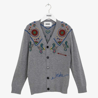 Embroidered Cardigan - Grey