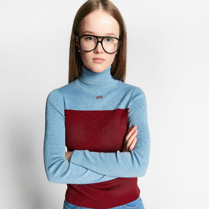 High Neck Sweater - MERLOT RED
