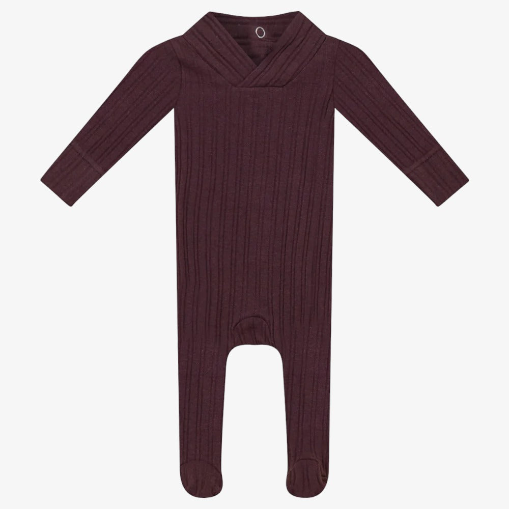 V-Neck Footie - Wine