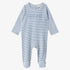 Striped Footie And Hat - Blue