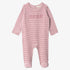 Striped Footie And Hat - Mauve