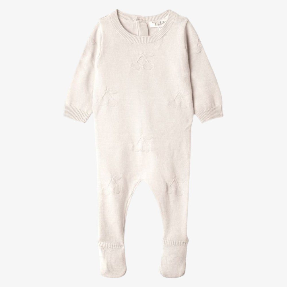 Cherry Design Footie - Cream