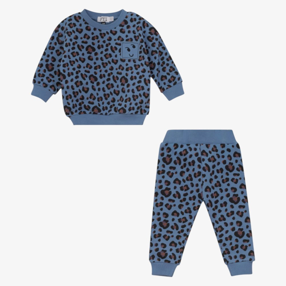 Leopard Sweatshirt And Pants - Blue