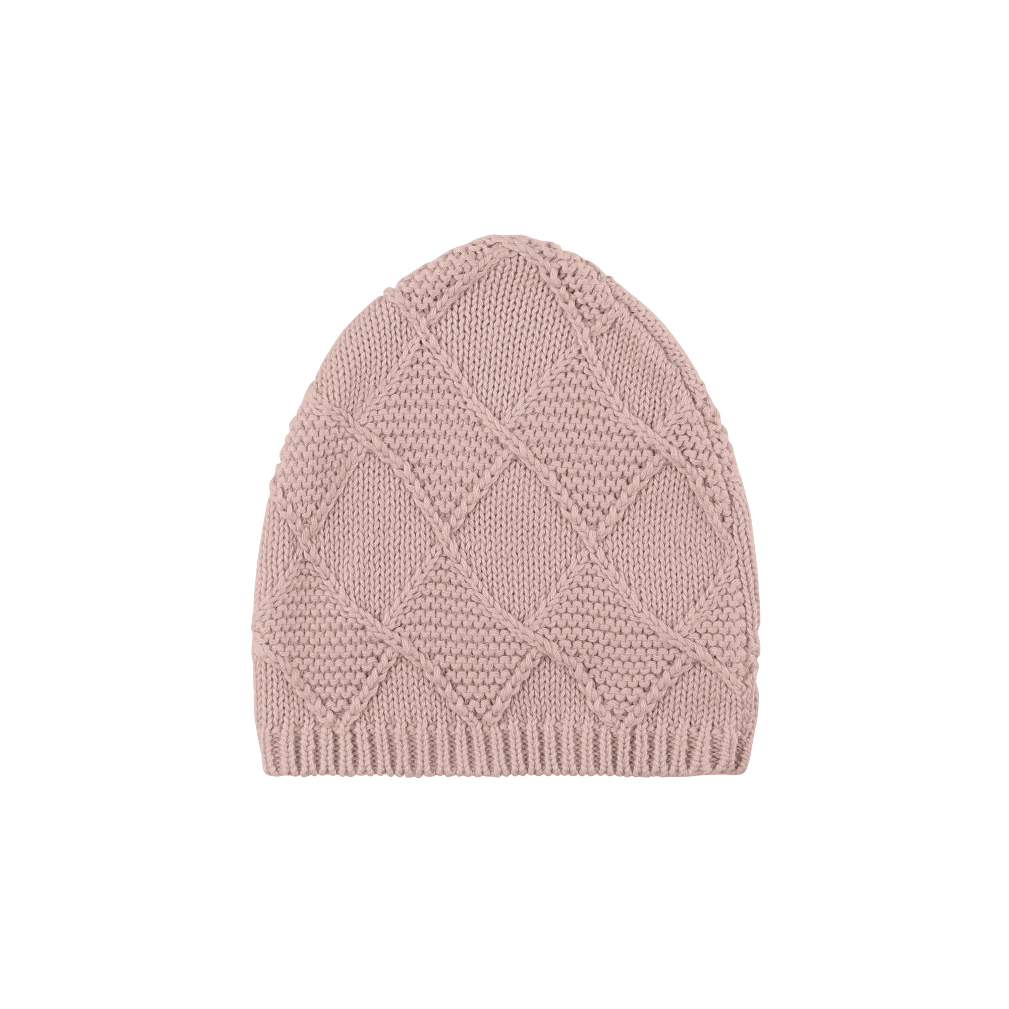 Argyle Knit Beanie - Winter Rose