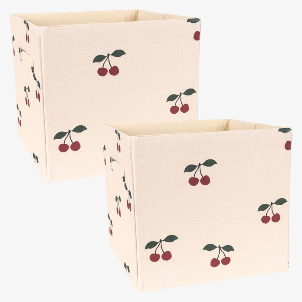 2 Pack Fabric Storage Baskets - Cherry
