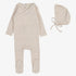 Woven Print Footie And Hat - Dusty Pink