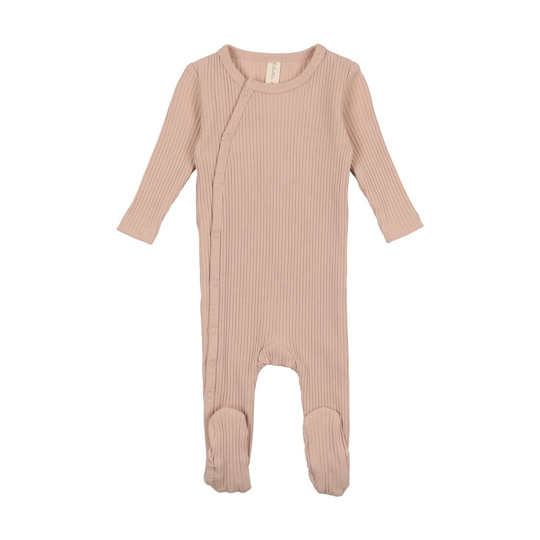 Side Snap Rib Footie - Blush