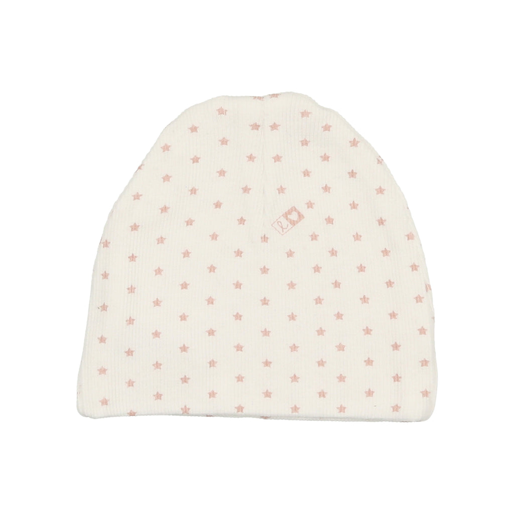 Lilette Ribbed Star Beanie - White/pink