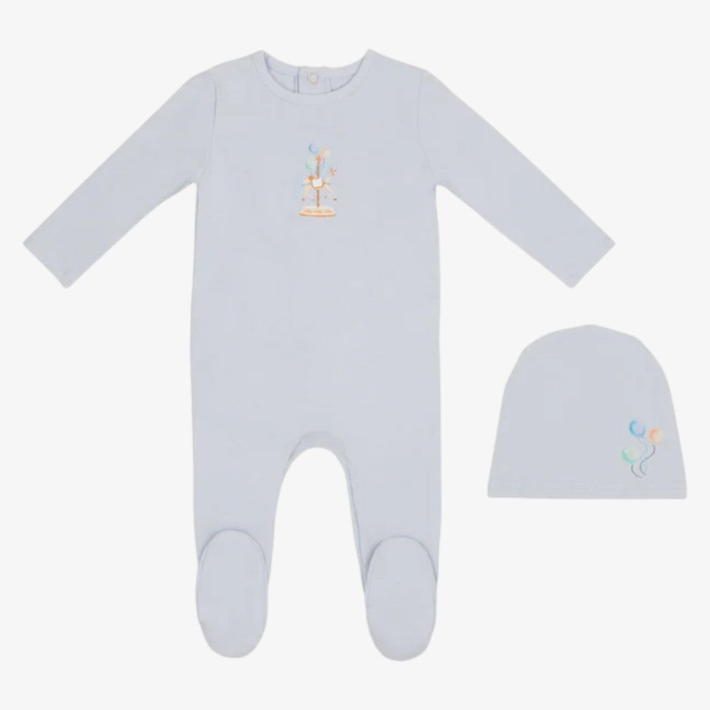 Carousel Footie And Hat - Blue