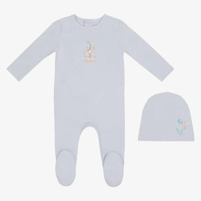 Carousel Footie And Hat - Blue