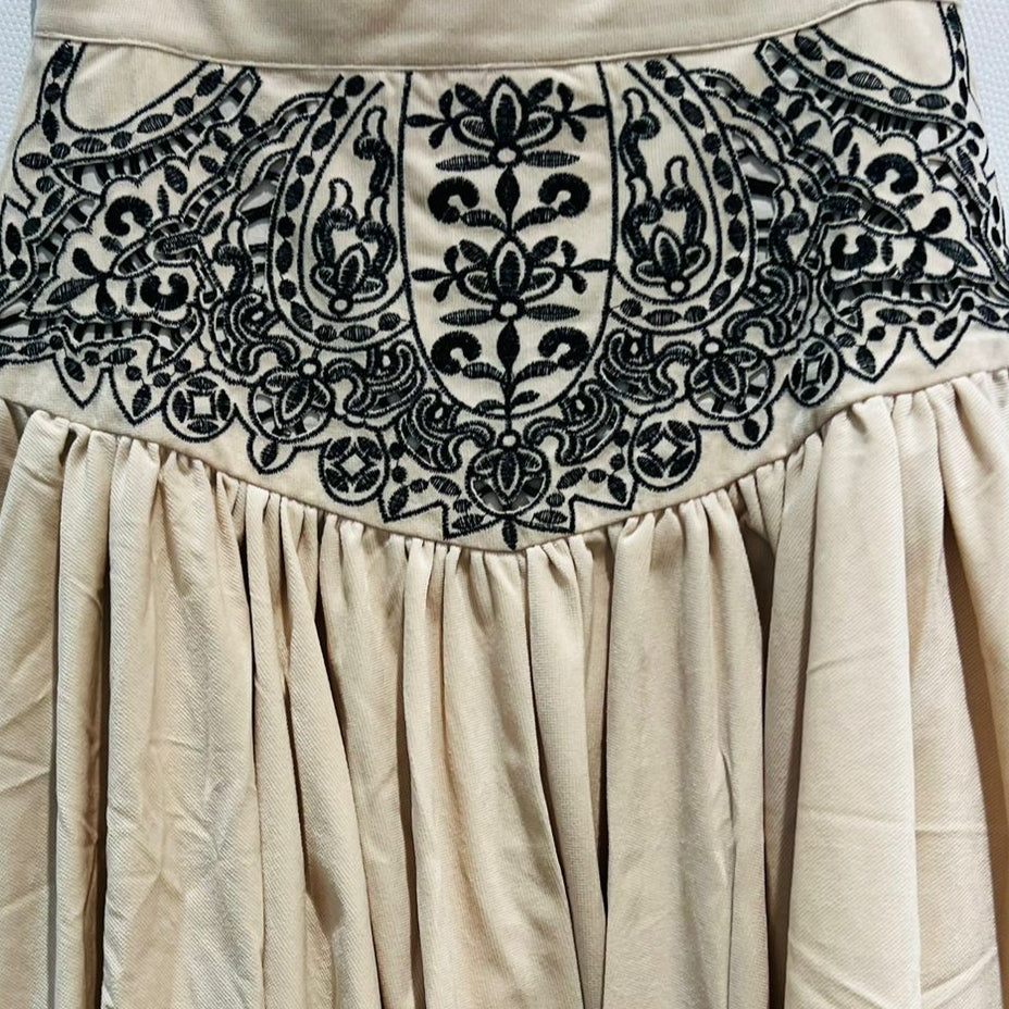 Embroidered Skirt - Nougat &amp; Black