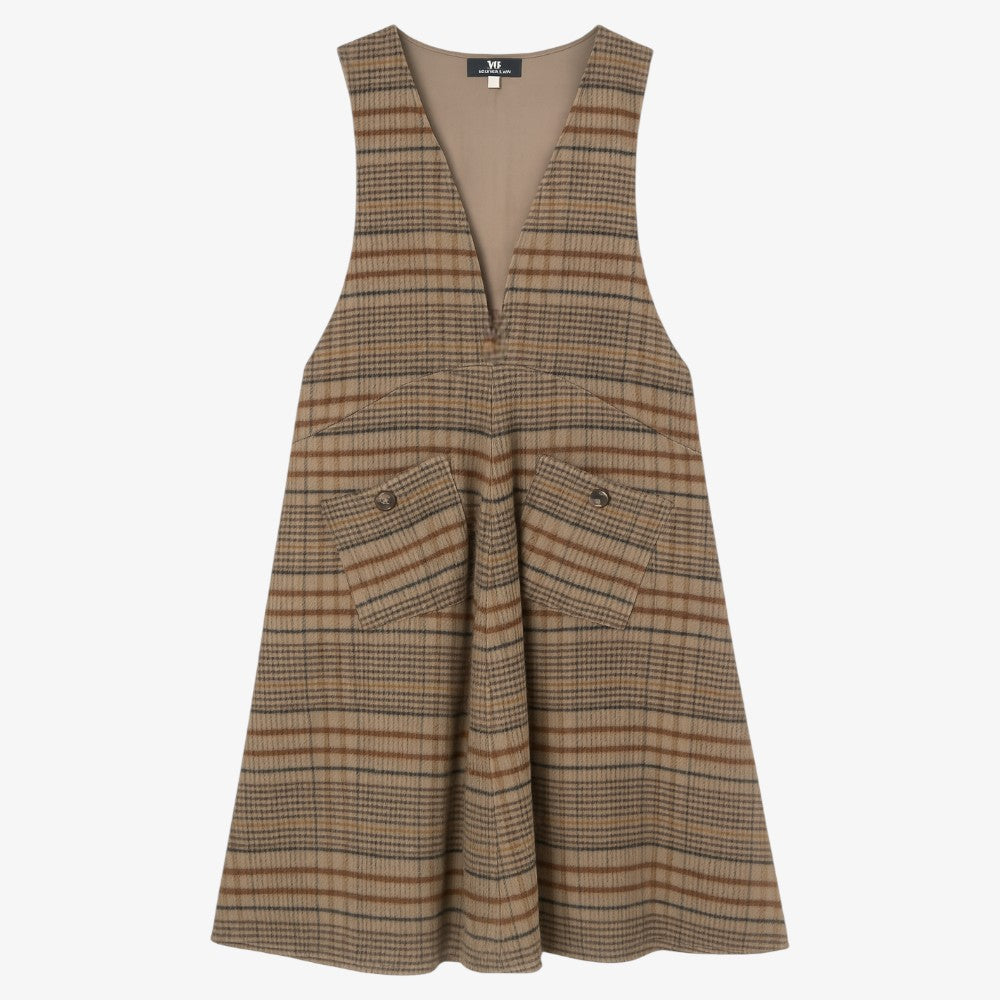 Plaid Pocket Dress - Brown