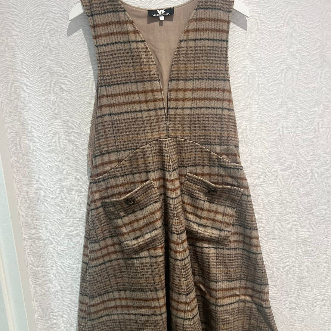 Plaid Pocket Dress - Brown