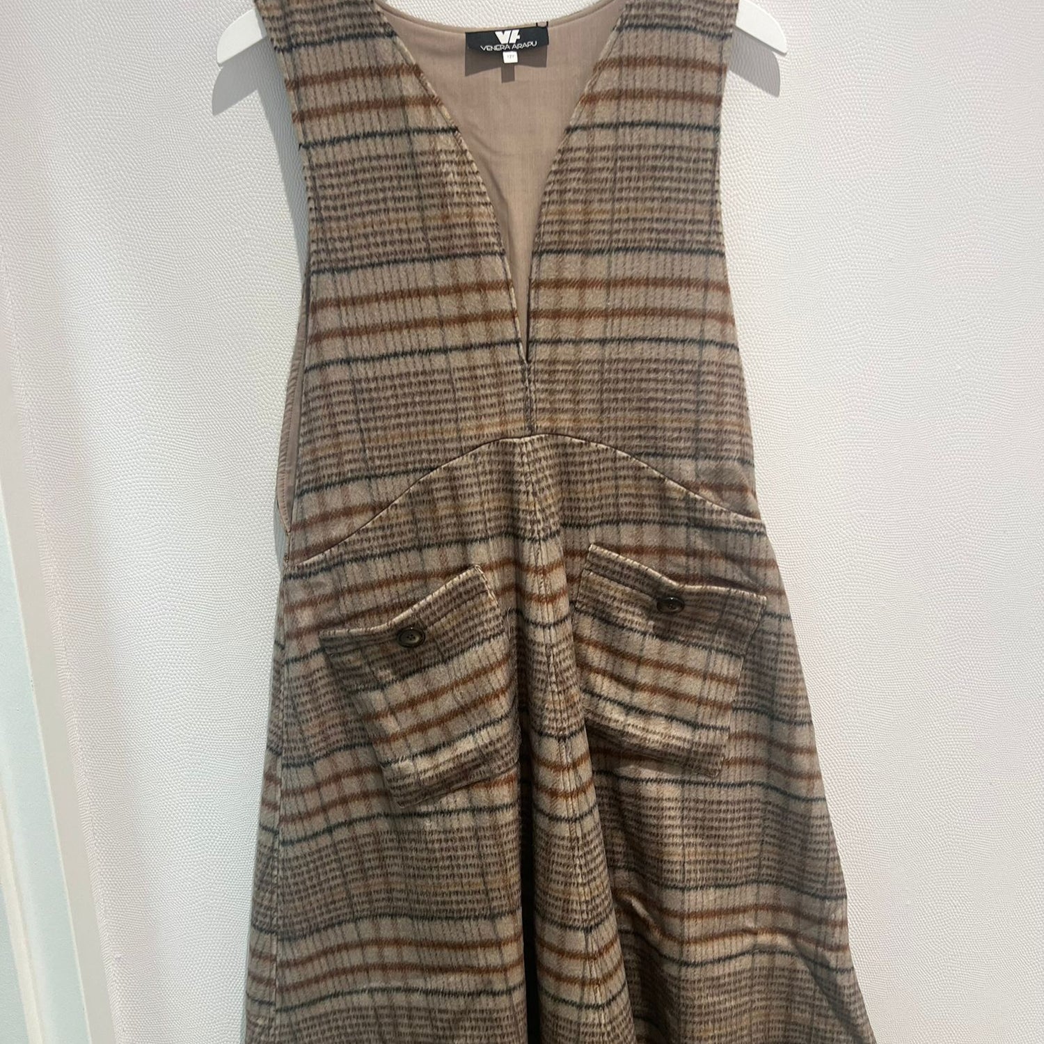 Plaid Pocket Dress - Brown