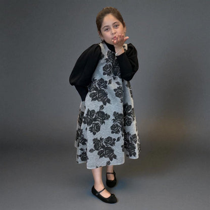 Flower Apron Dress - Black