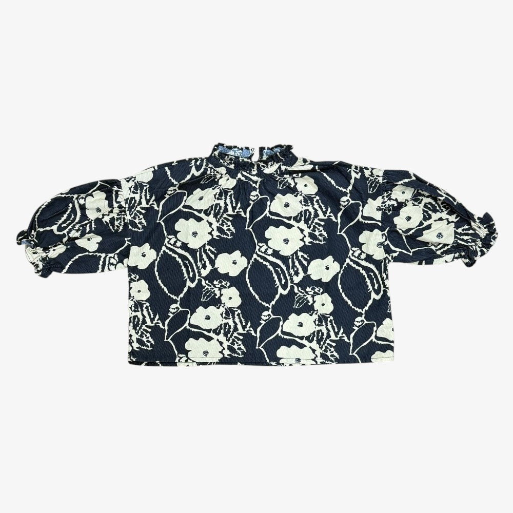 Ria Balloon Blouse - Navy