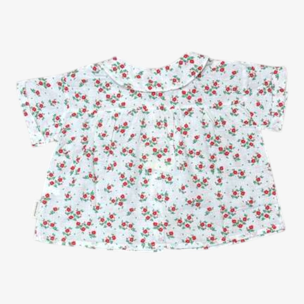 Peter Pan Collar Shirt - Ecru &amp; Red