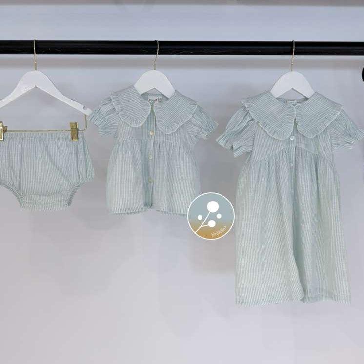 Stripe Collar Dress - Soft Blue