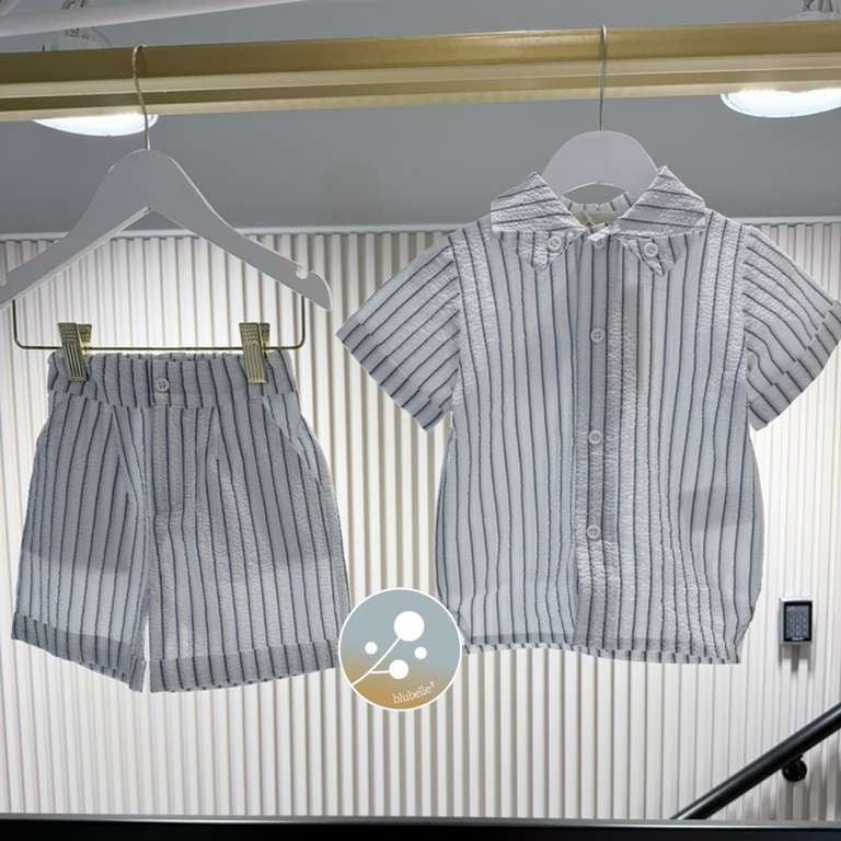 Stripe Shirt And Shorts - Army Green